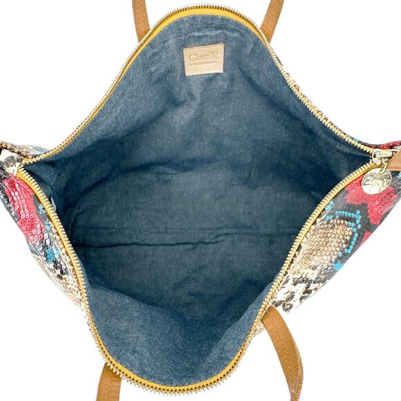 CLARE V. Attache Tote in Garden Snake with Additional Strap - Picture 5 of 13